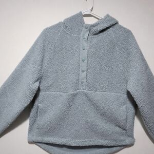 SO Women's Cozy Button-Up Hoodie - Light Blue
